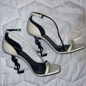 White Patent YSL Opyum Structural Heels